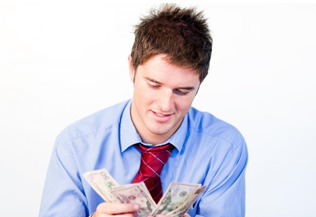 Businessman counting money