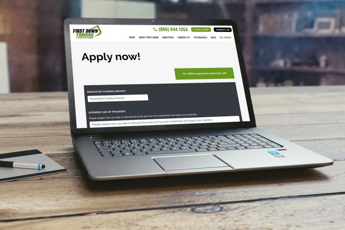 Picture showing how to apply online for bridging financing from First Down Funding